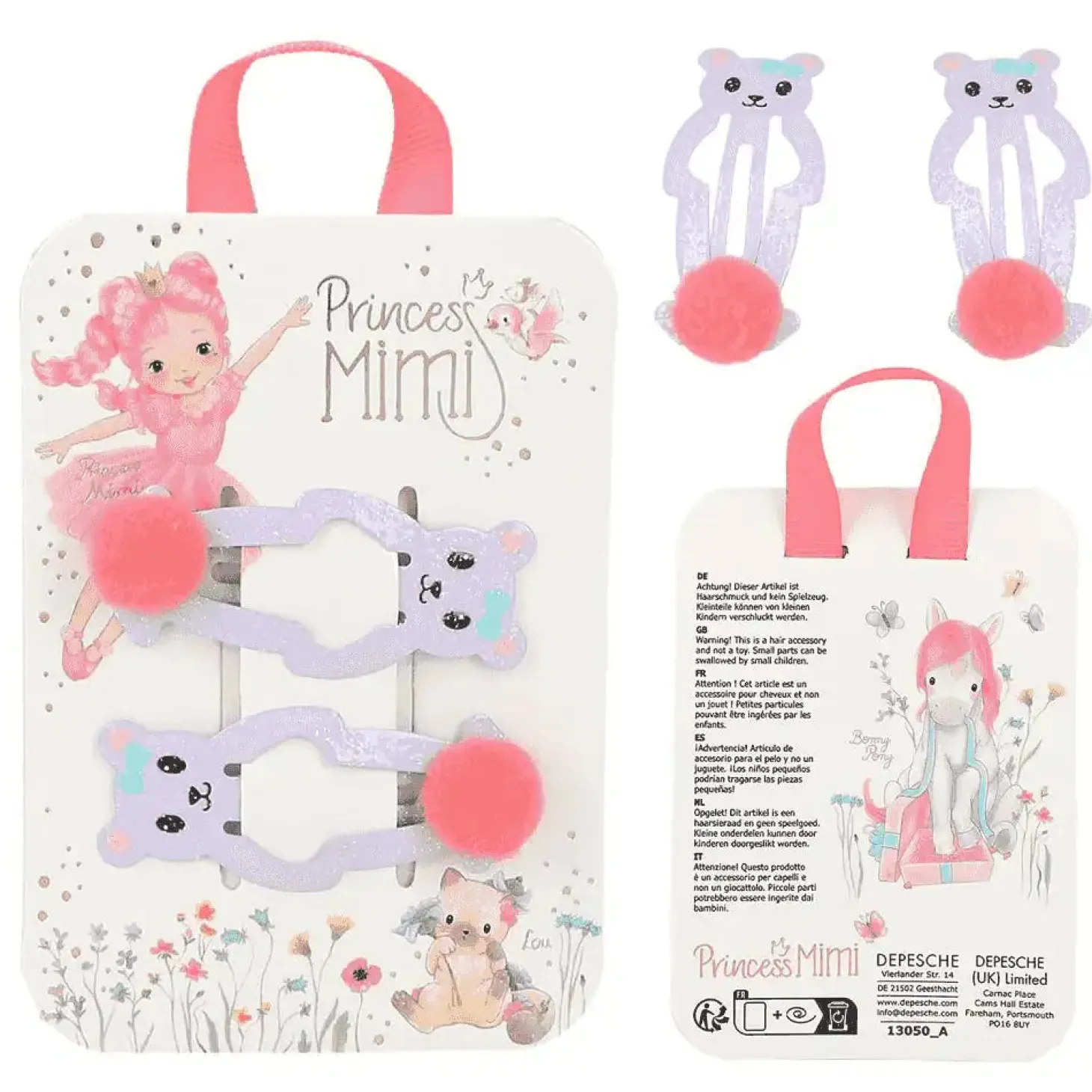 Princess Mimi pinzas para el pelo con pompón