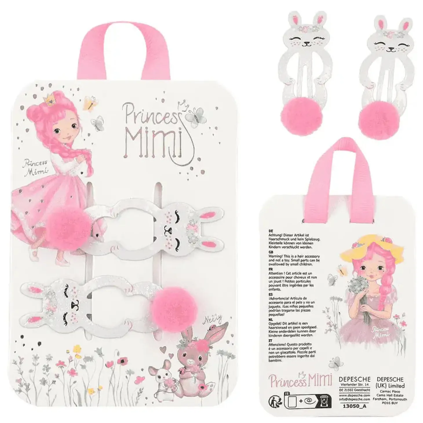 Princess Mimi pinzas para el pelo con pompón