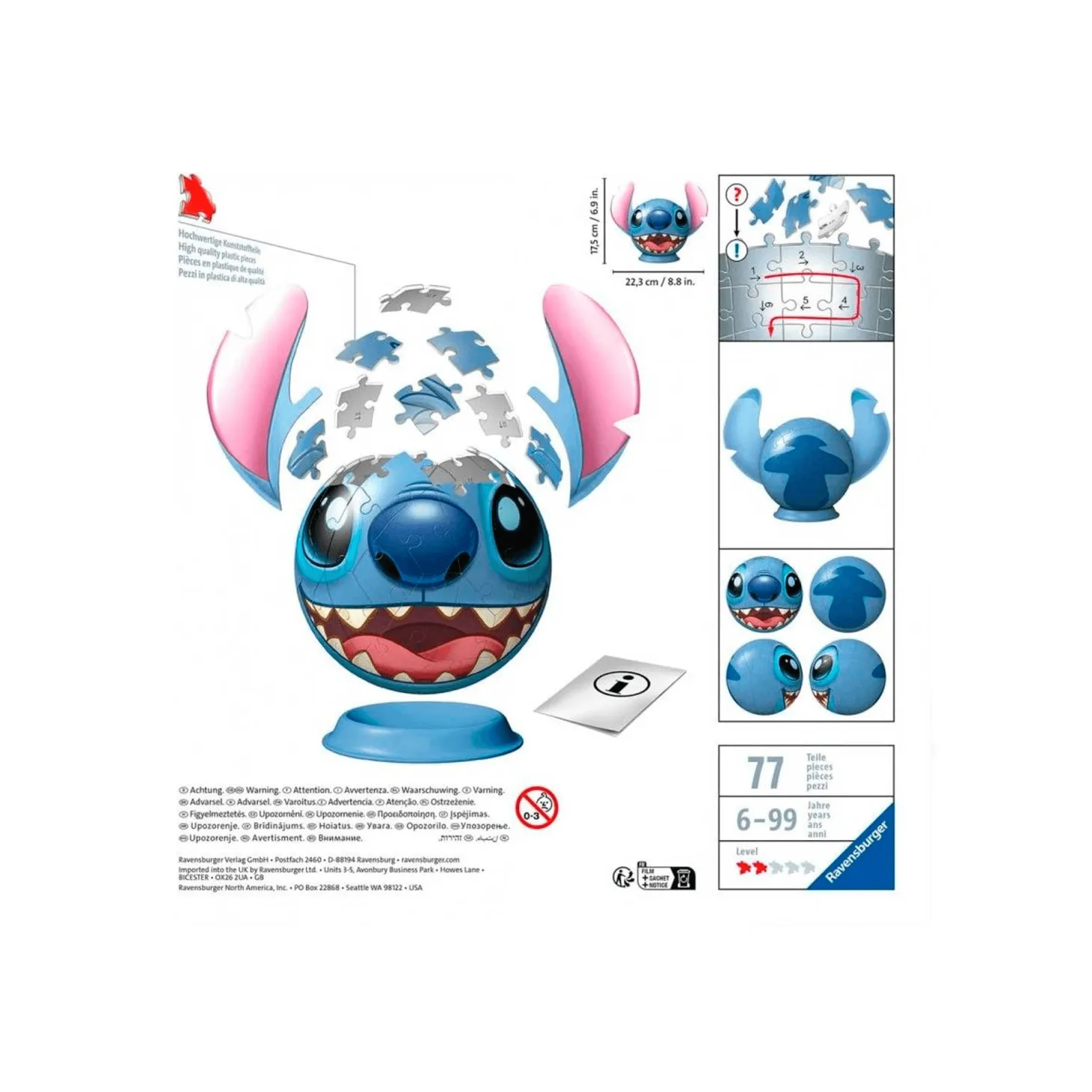 Puzzle 3D Ravensburger Bola Stitch de 72 Piezas