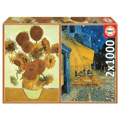 Puzzle 2X1000 Los Girasoles y Terraza De Café Por La Noche