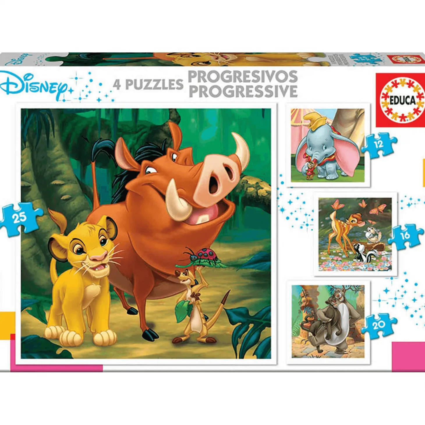 Puzzles Progresivos Disney Animals Dumbo Bambi Rey León