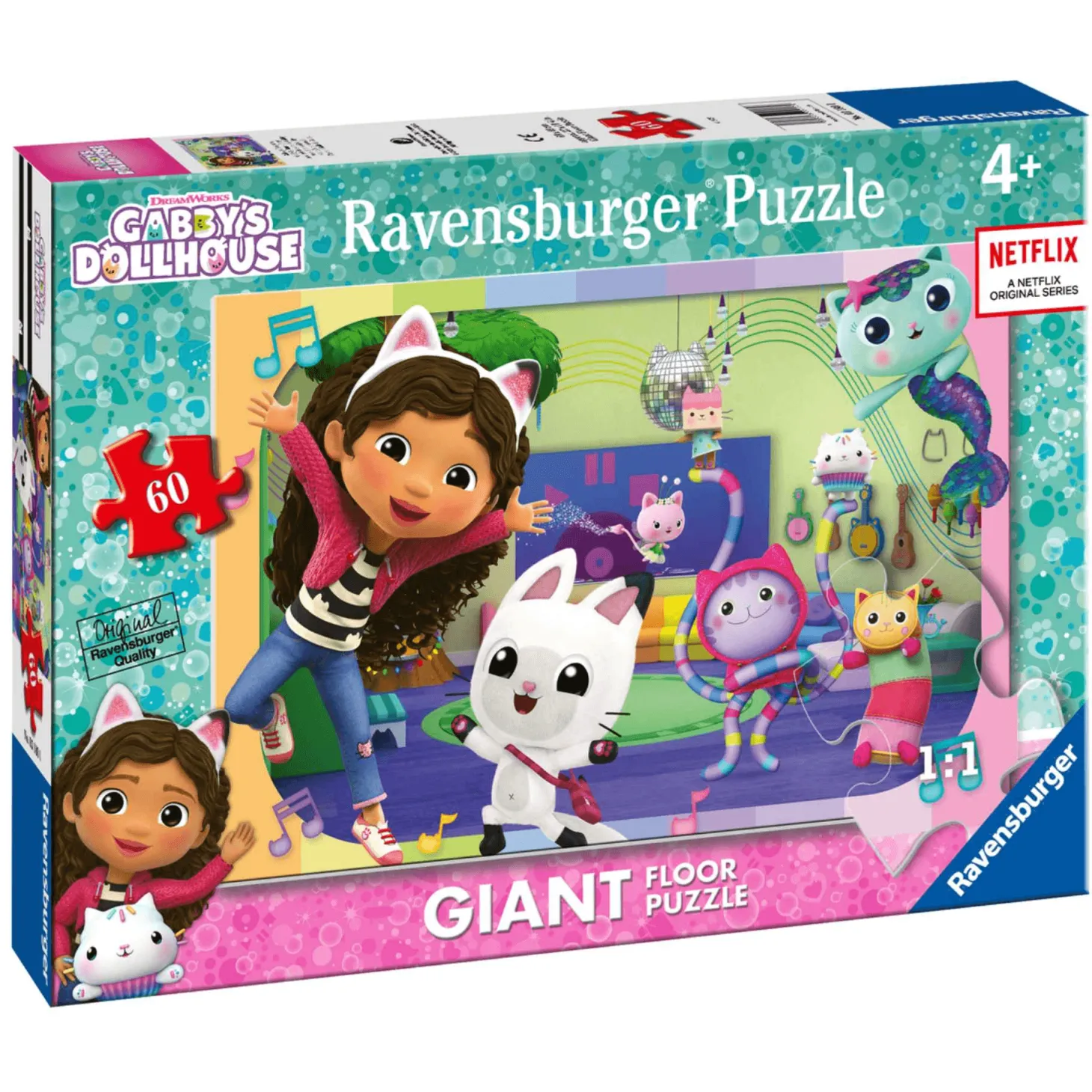 Ravensburger Puzzle Gabby´s Dollhouse, Colección 60 Giant Suelo, 60 Piezas, Puzzle para Niños, Edad