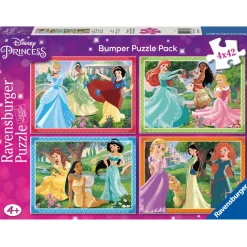 Ravensburger Puzzle Princesas Disney, Colección Puzzle 4x42 Bumper Pack, 4 Puzzle de 42 Piezas, Puzz