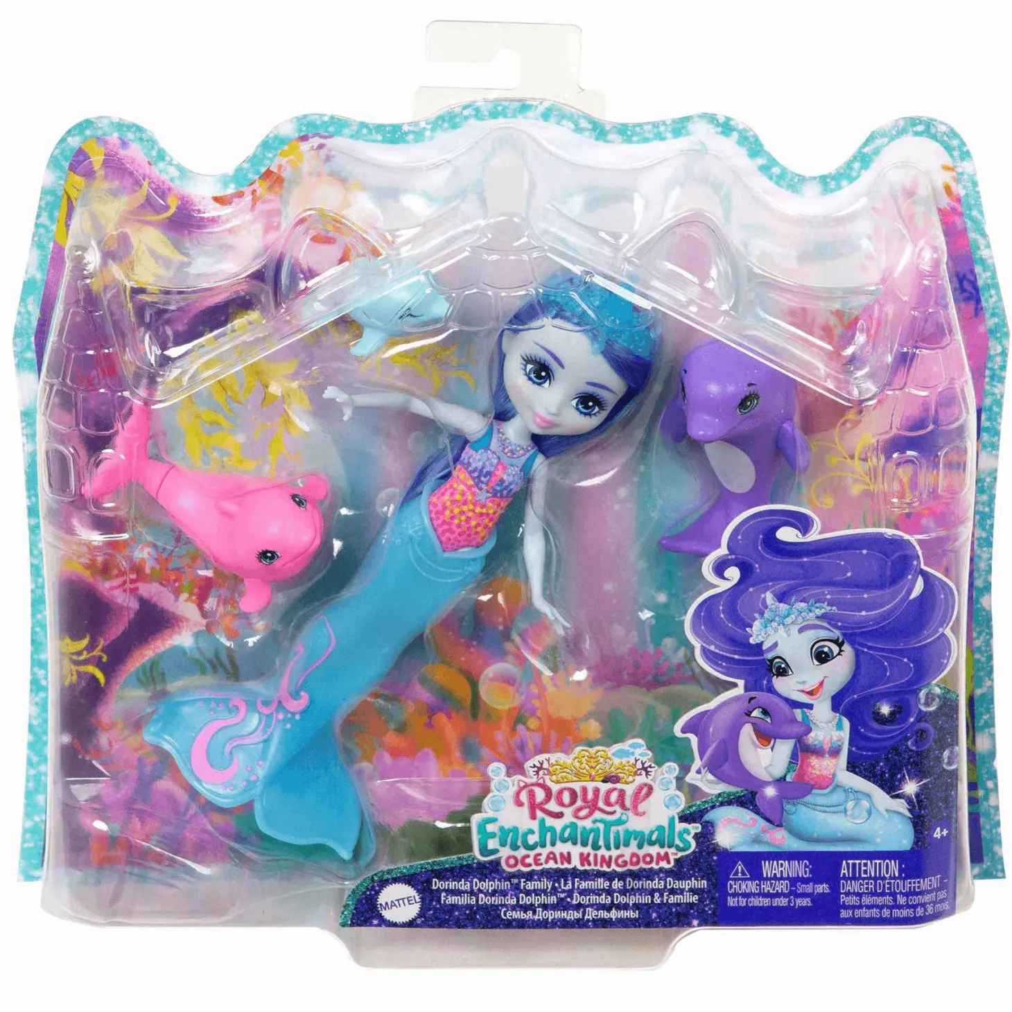 Royal Enchantimals Ocean Kingdom Muñeca Dorinda Dolphin con Mascota 4 años