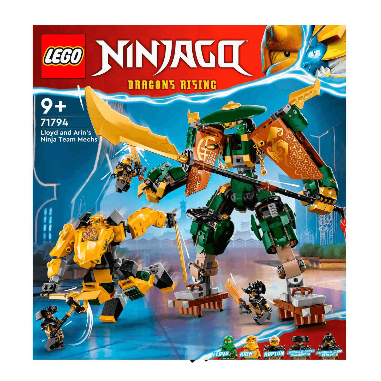 Set de juguetes de construcción LEGO NINJAGO 71794 Mecas del Equipo Ninja de Lloyd y Arin 764 pie