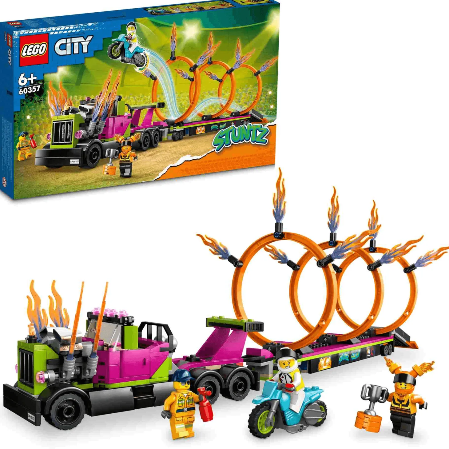 Set de juguetes de construcción LEGO City 60357 Desafío Acrobático Camión y Anillos de Fuego 479