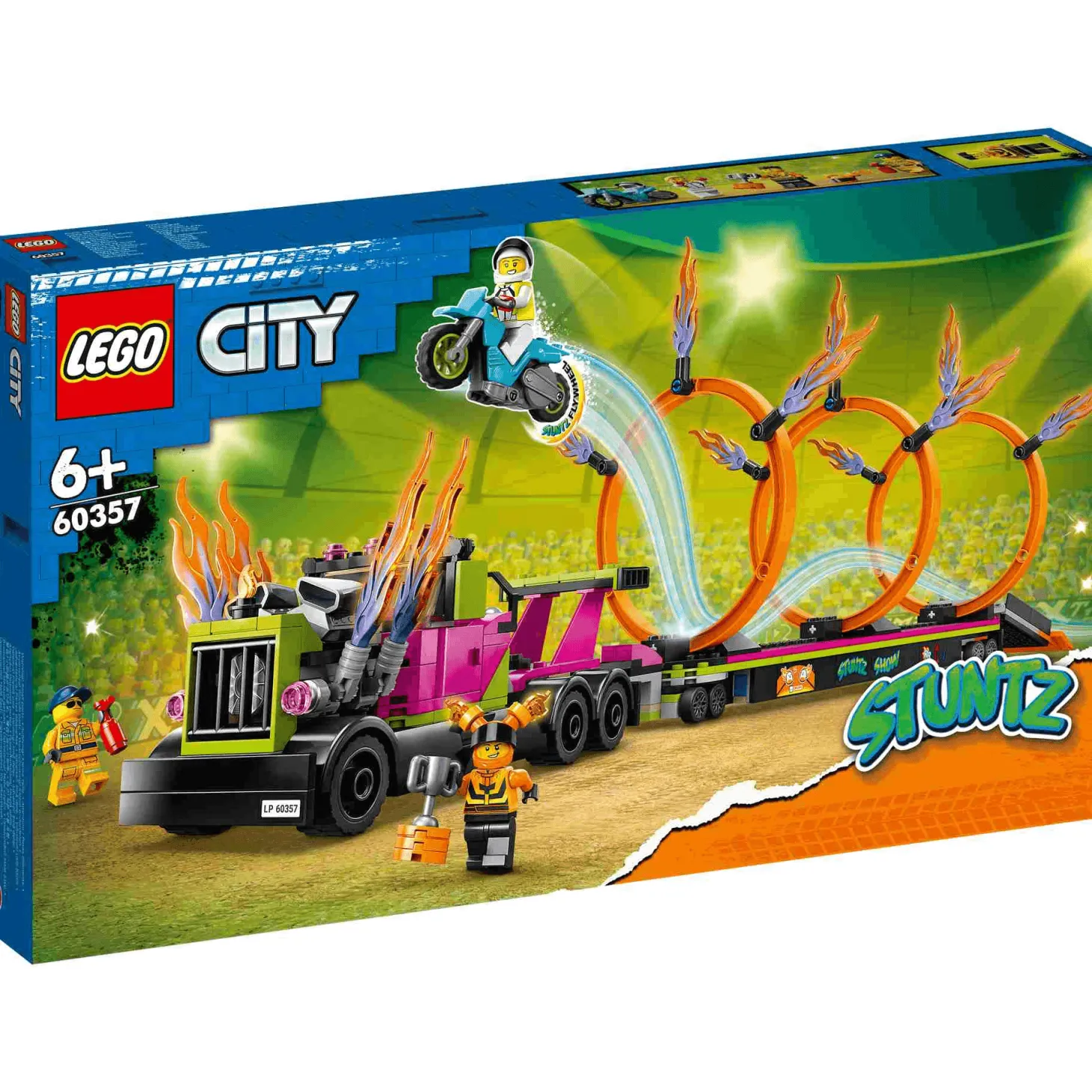 Set de juguetes de construcción LEGO City 60357 Desafío Acrobático Camión y Anillos de Fuego 479