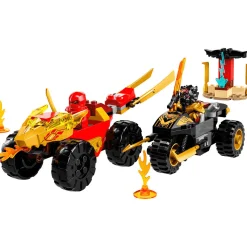Set de juguetes de construcción LEGO NINJAGO 71789 Batalla en Coche y Moto de Kai y Ras 103 pieza