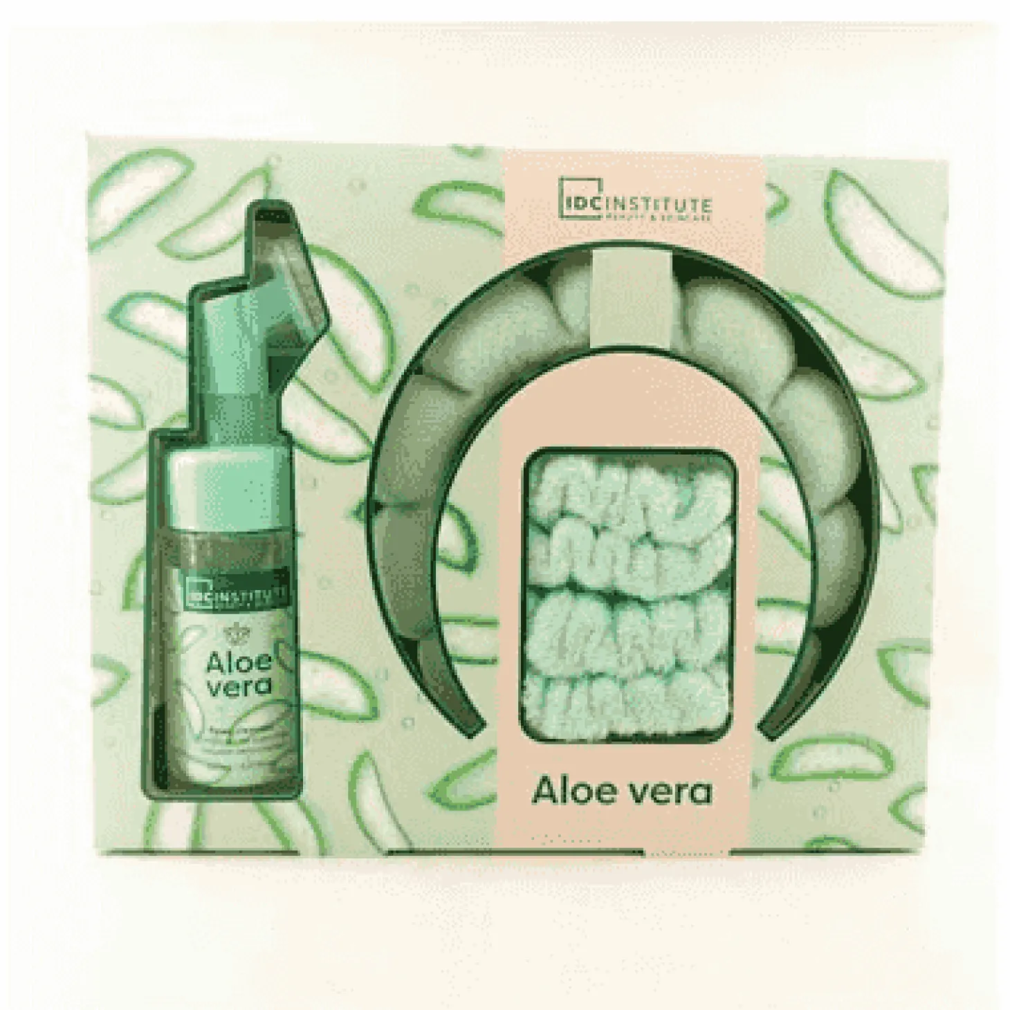 Set Facial IDC Aloe Vera – Diadema, Scrunchie y Bruma Hidratante